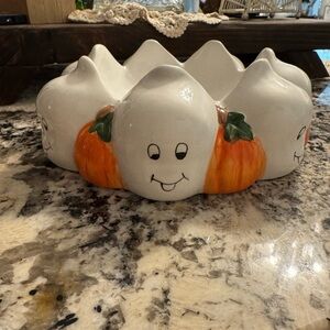 Ceramic Ghost and Pumpkin Bowl